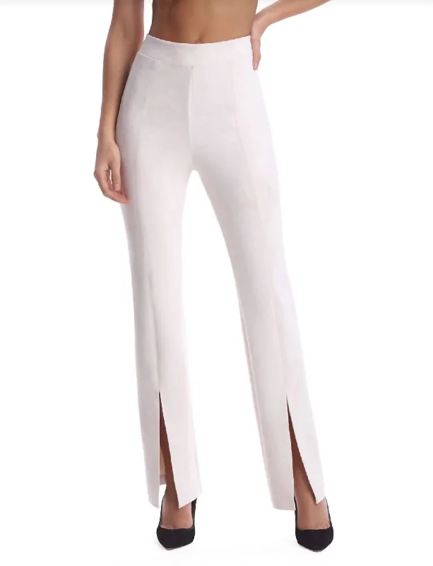 Women's Faux Suede Split Front Pant In Bone