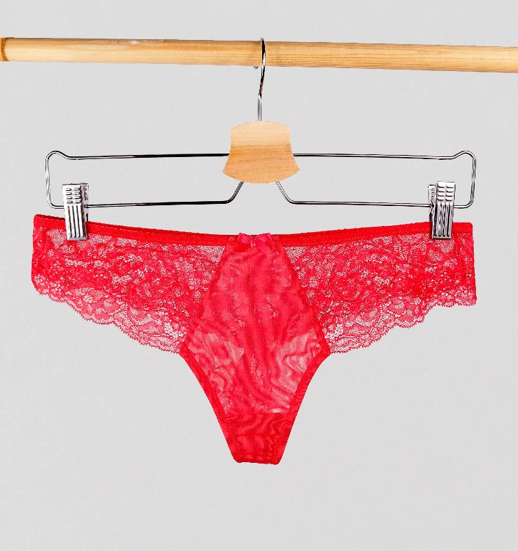 Lace seam-free thong [Salsa Red]