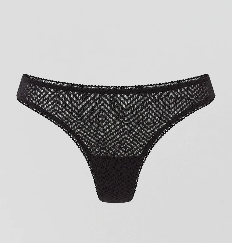 Aztec lace thong [Black]