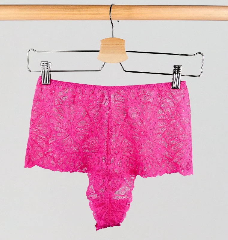 Magenta lace & rust high waist tanga