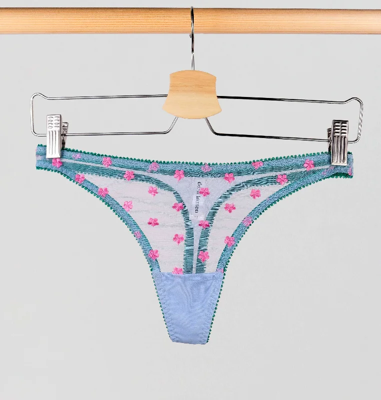 Pink daisy & cornflower mesh thong