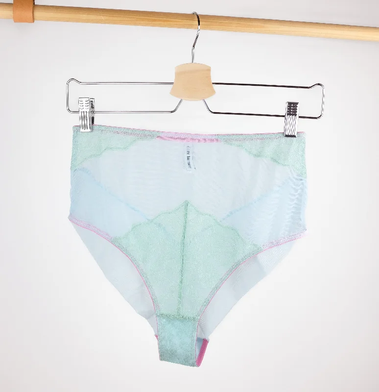 Powder mesh w. mint & bubblegum high waist knicker