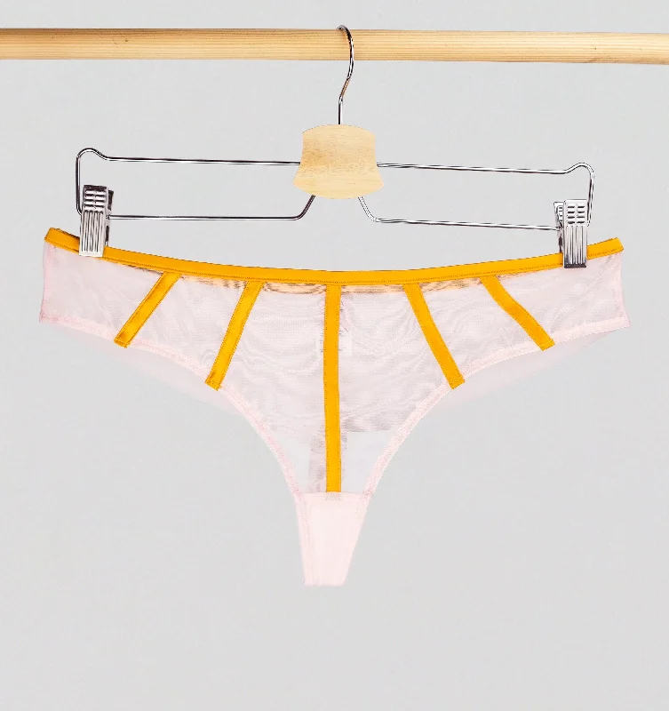 Satin contour seamless thong [Blush & Saffron]