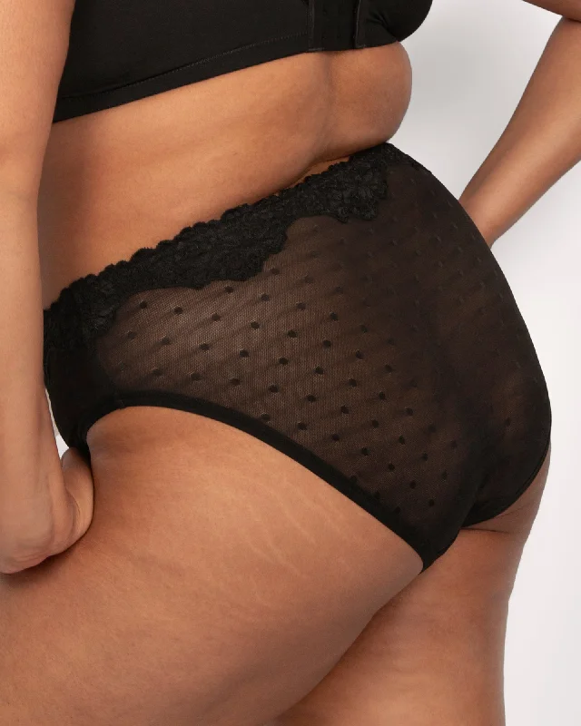 Sheer Whisper High Cut Brief Panty - Black Hue