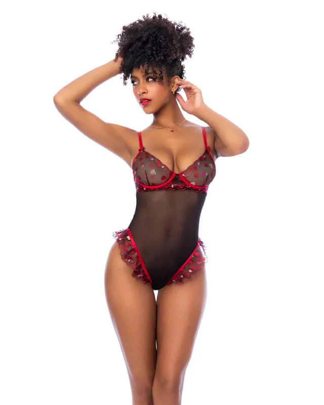 Romantic Heart Embroidered Bodysuit