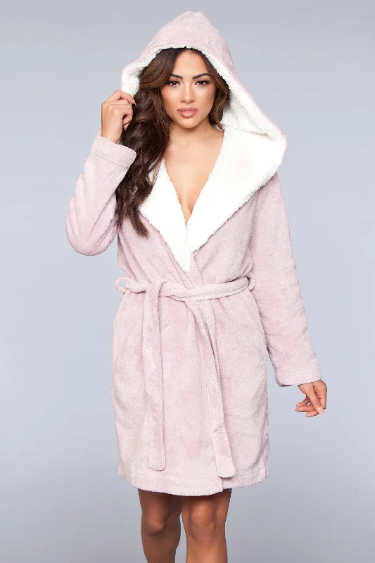 Janet Short Fleece Sherpa Lined Robe