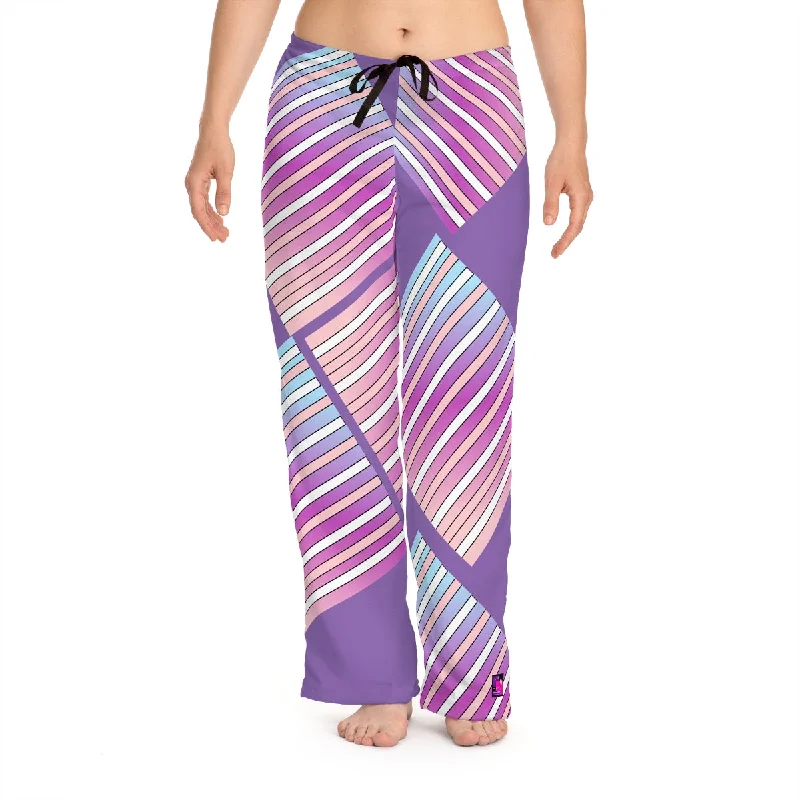 Women's Pajama Pants (AOP) LILAC IN STRIPES